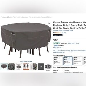 NWOT Dark Taupe Patio Table Cover